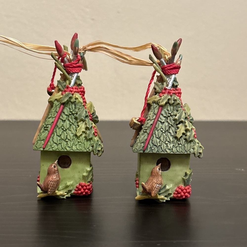 Hallmark Ornaments 2003 Nature's Sketchbook Birdhouse Marjolein Bastin Set of 2